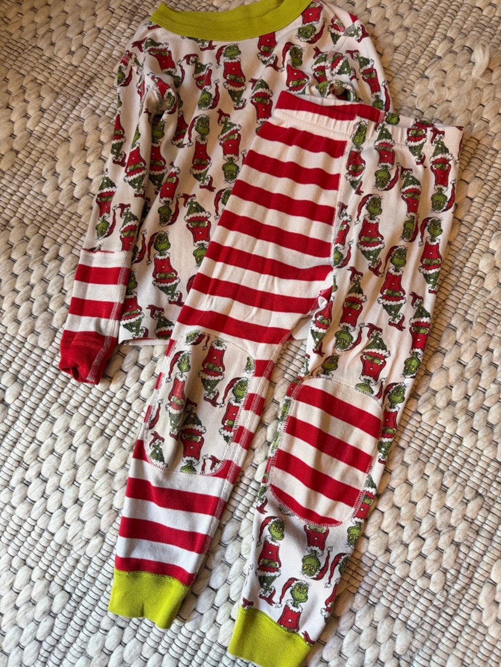 Hanna Andersson US 4 Striped Holiday Pajama Pants - Red & Green